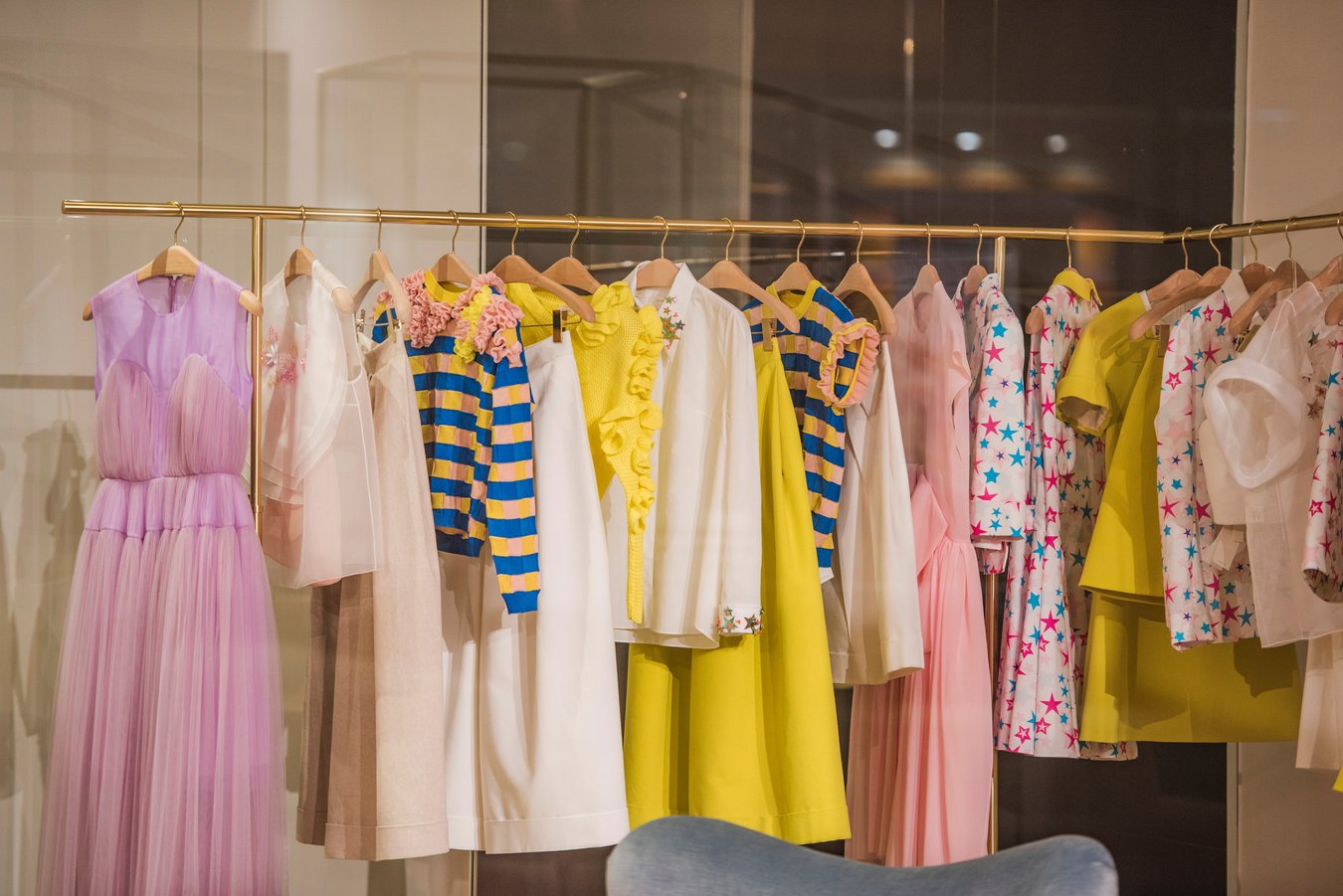 Women clothing in a fashion boutique.